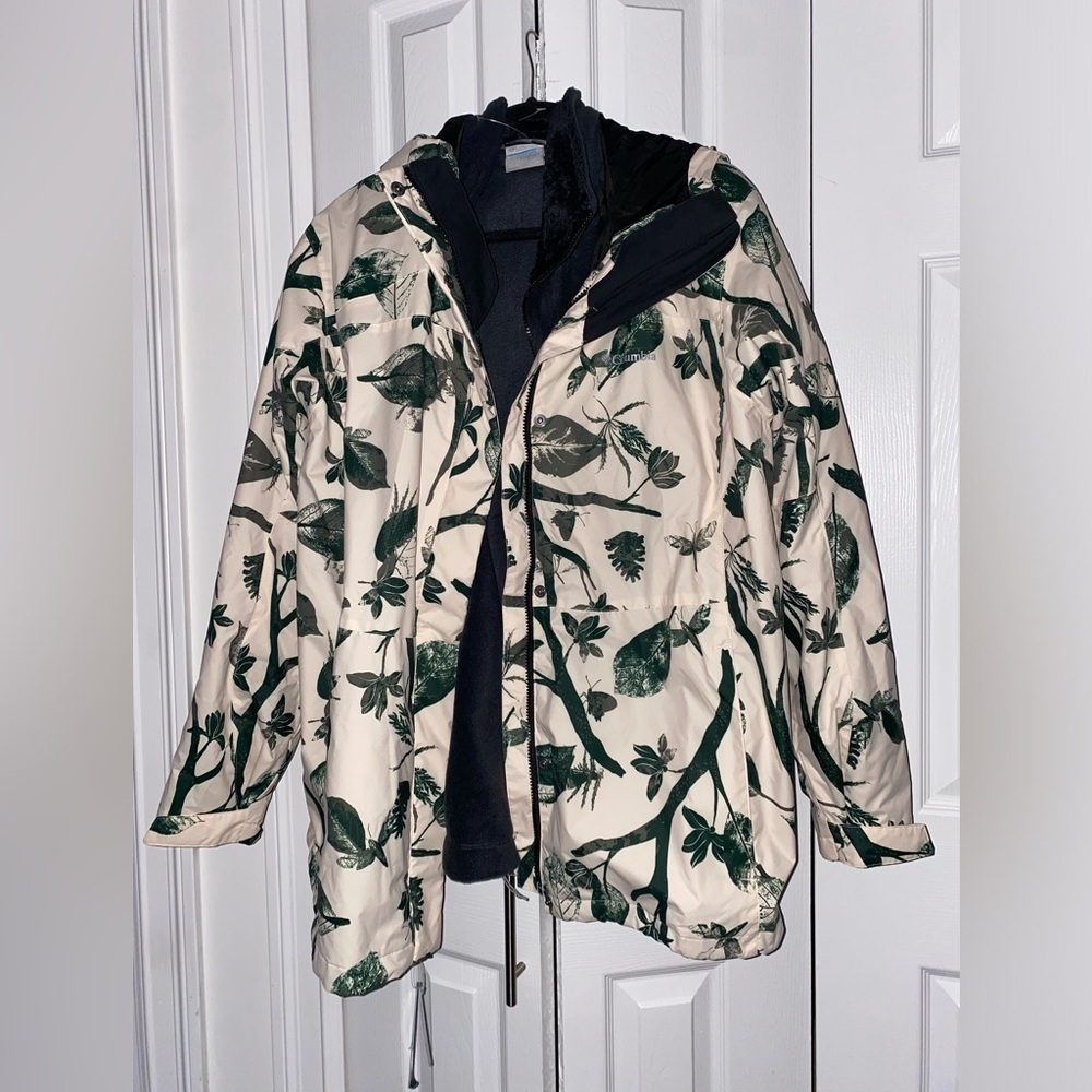 NWT Columbia Women's Tunnel Falls Interchange Jacket Chalk Topiary Print SZ 3X